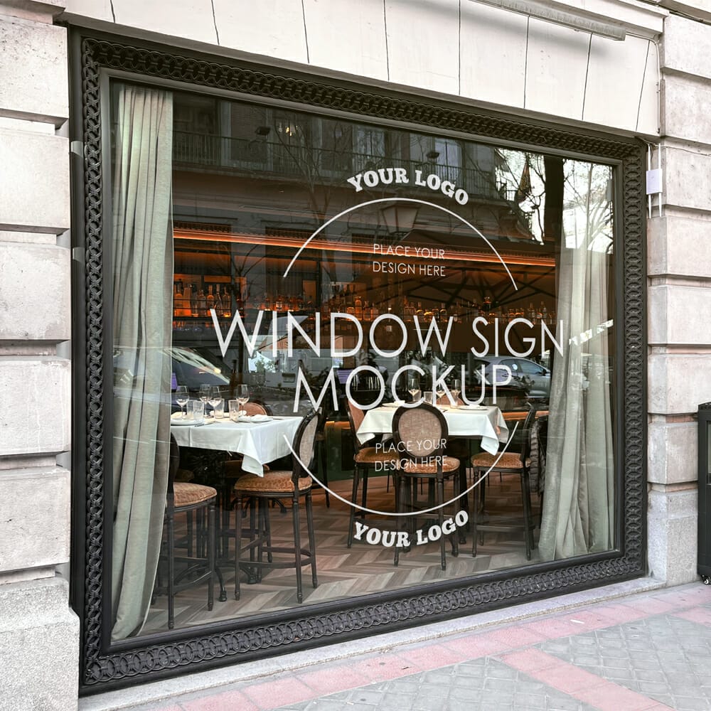 Free Restaurant Window Sign Logo Mockup
