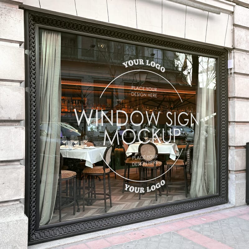 Free Restaurant Window Sign Logo Mockup