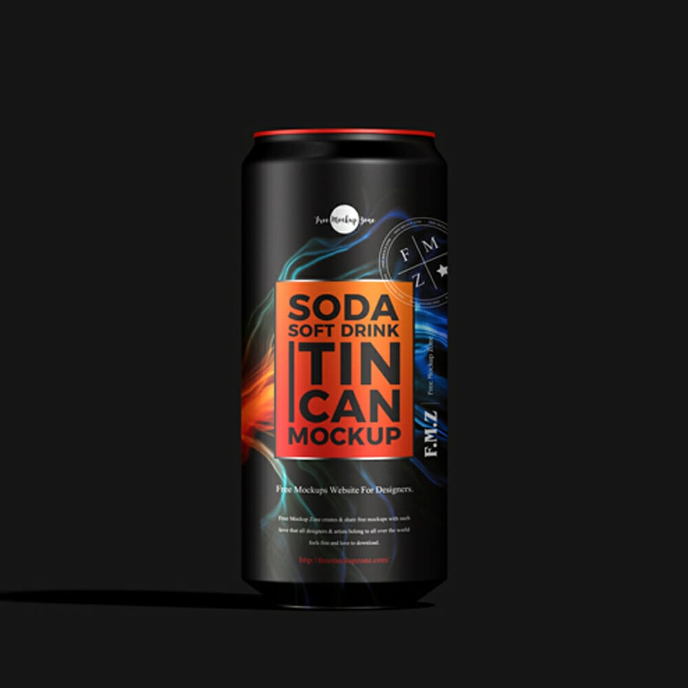 Free Soda Soft Drink Tin Can Mockup