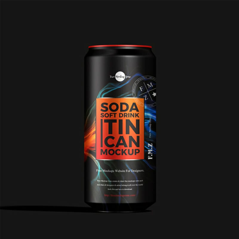 Free Soda Soft Drink Tin Can Mockup