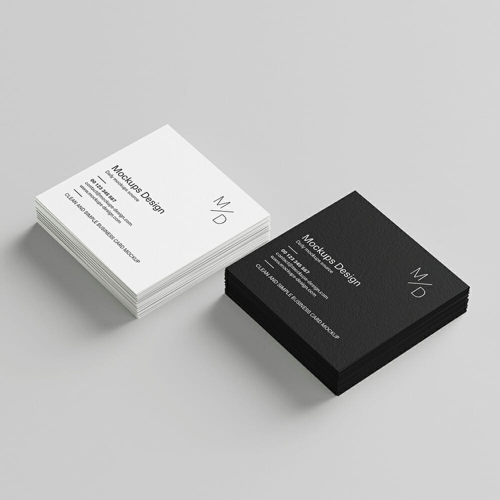 Free Square Business Card Mockup