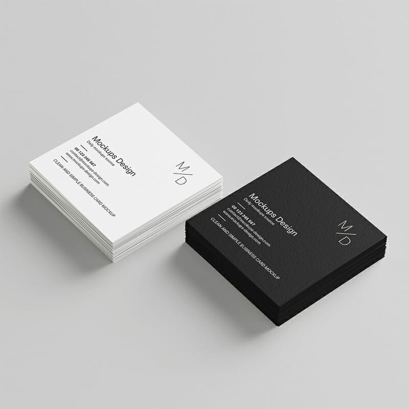 Free Square Business Card Mockup