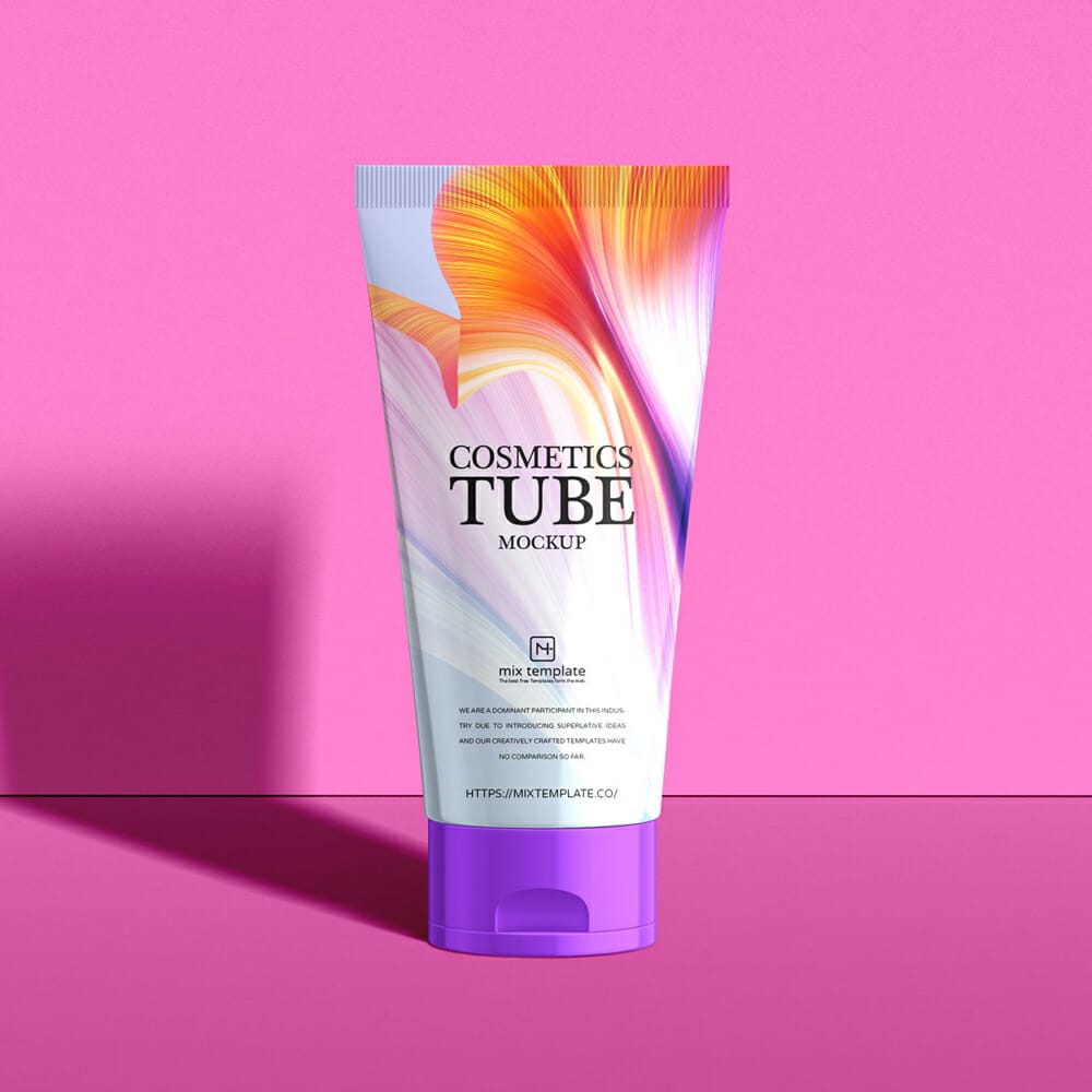 Free Stand Up Cosmetics Tube Mockup Template