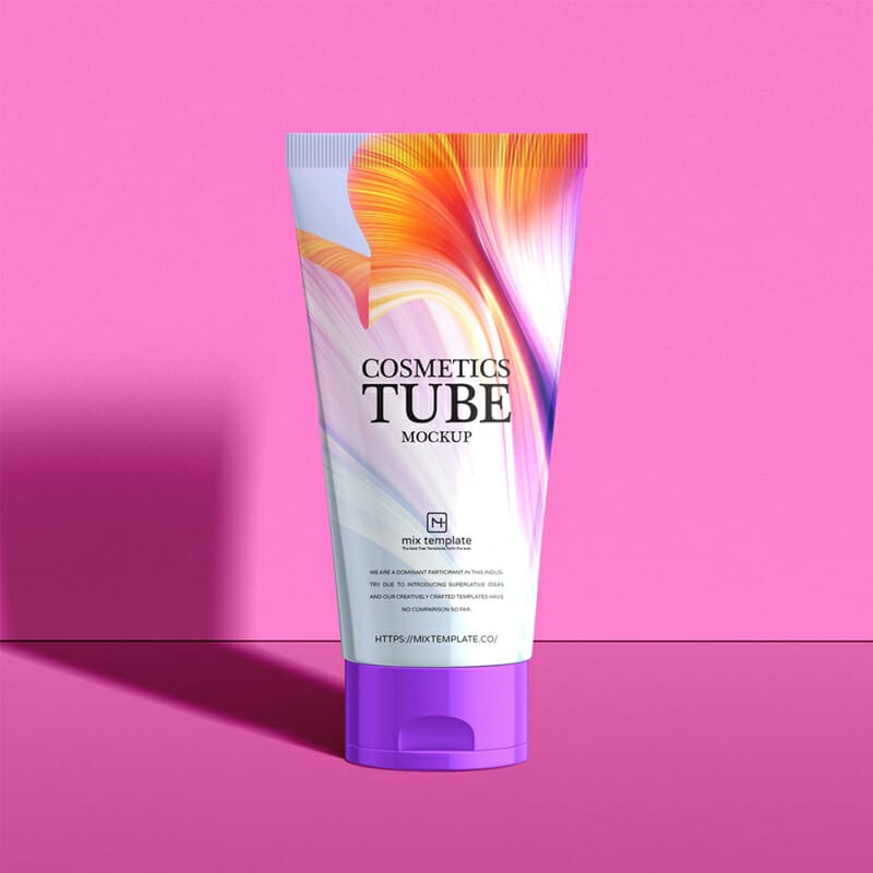 Free Stand Up Cosmetics Tube Mockup Template
