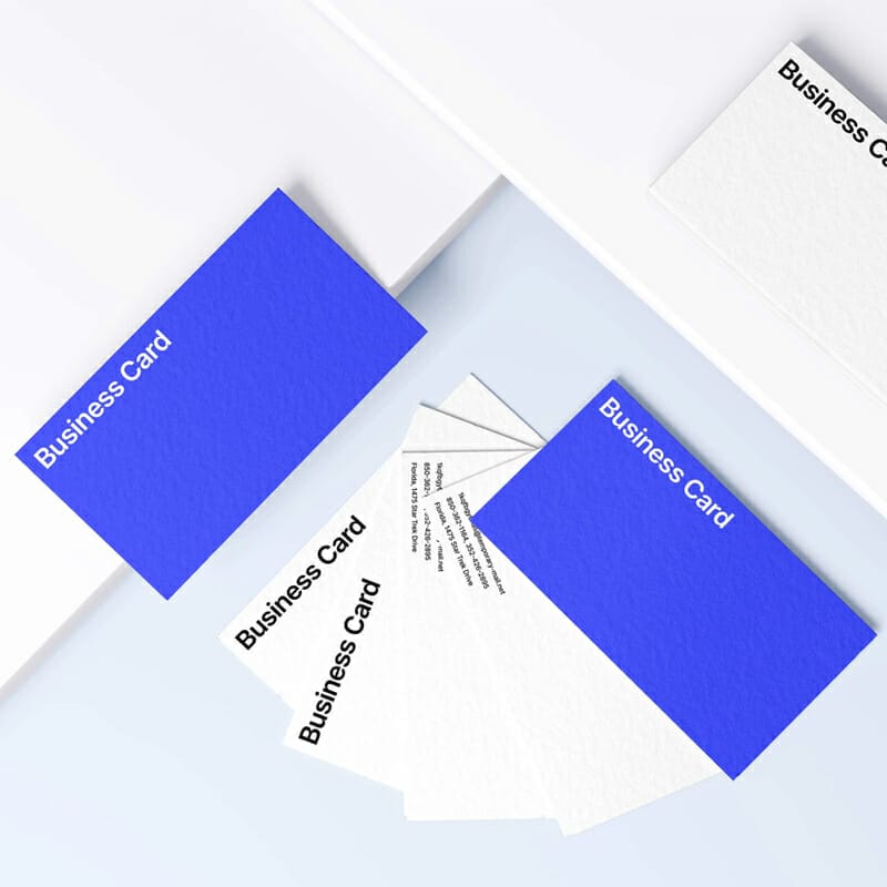 Free Top View Business Cards Mockup