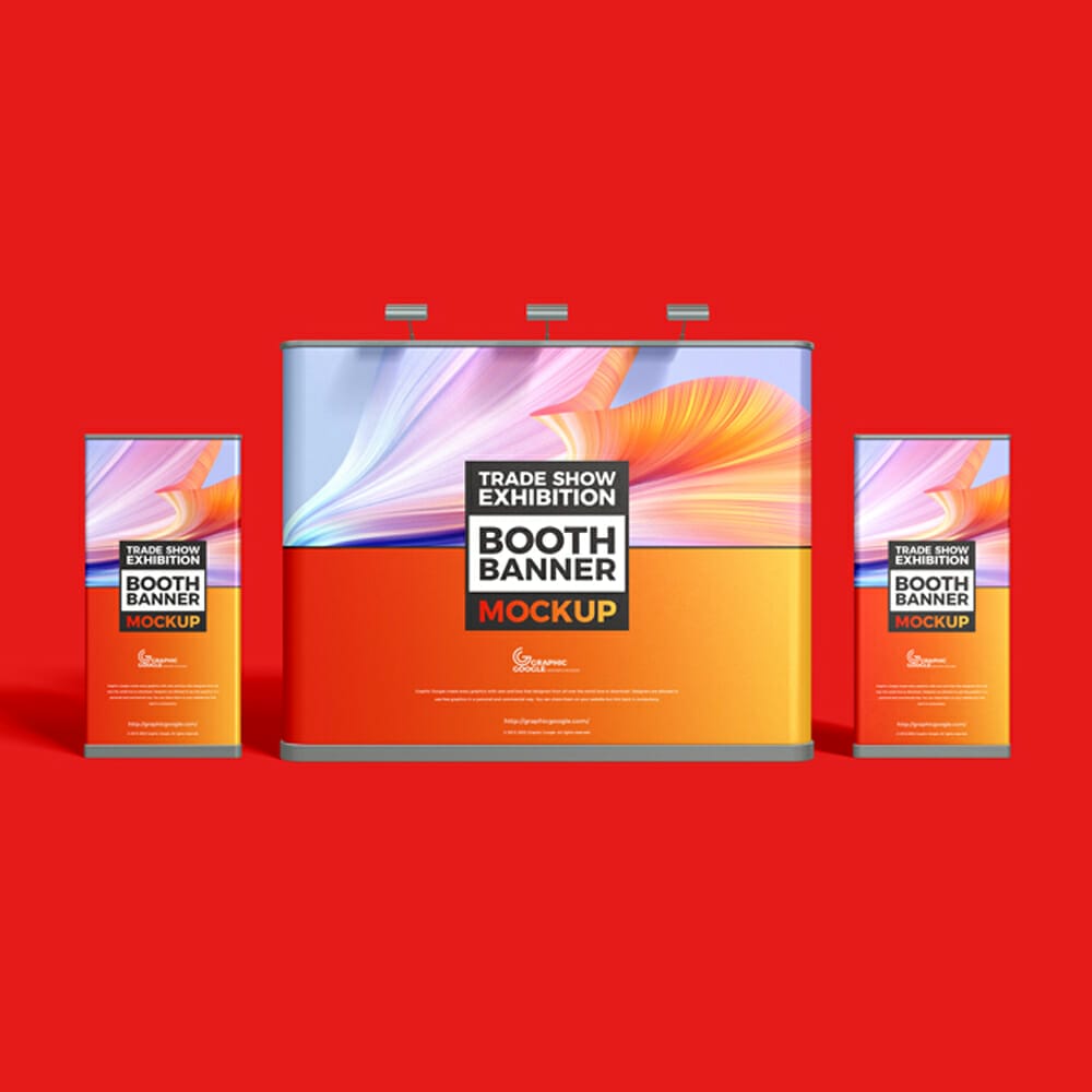 Free Trade Show Exhibition Booth Banner Mockup