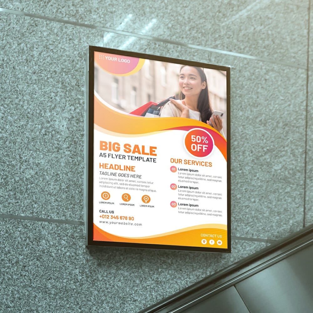 Free Tube Poster Mockup PSD Template