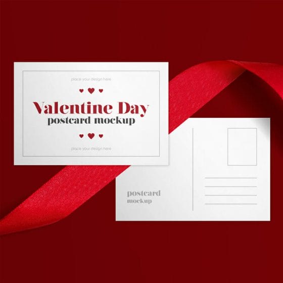 Free Valentine’s Day Postcard Mockup