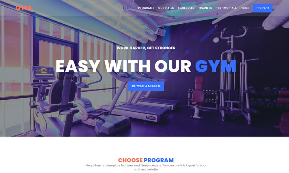 GYM - Free Fitness Landing Page Template