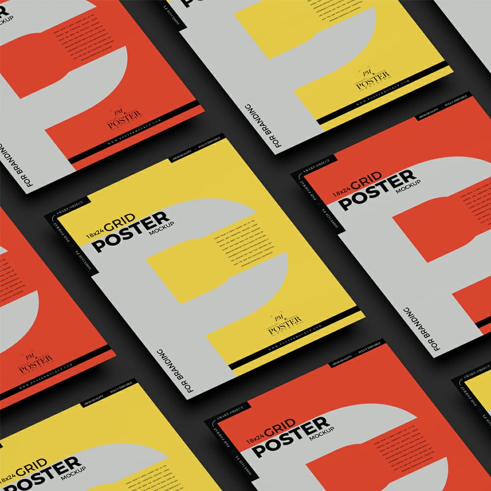 18×24 Grid Poster Mockup For Branding