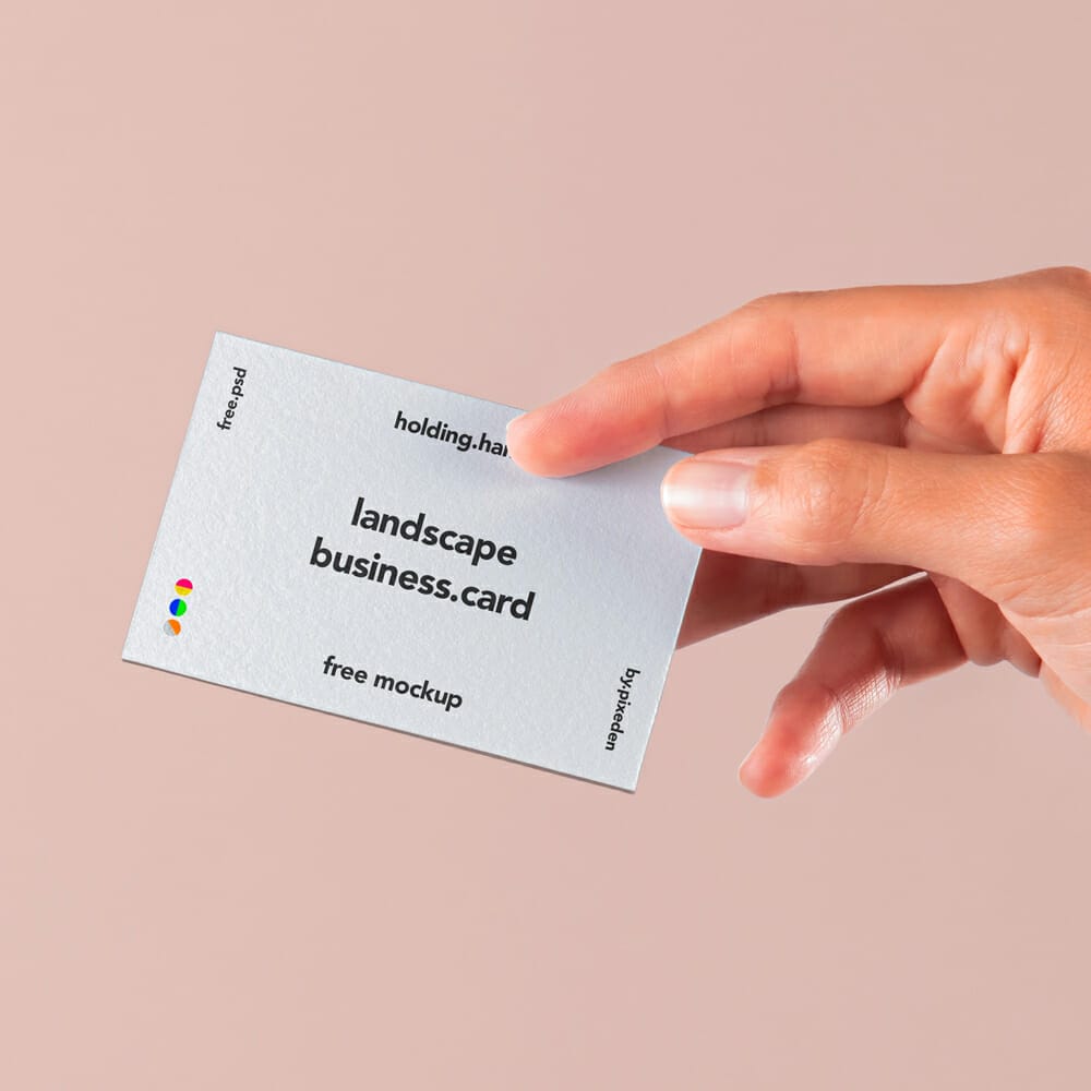 Hand Holding PSD Business Card Mockup