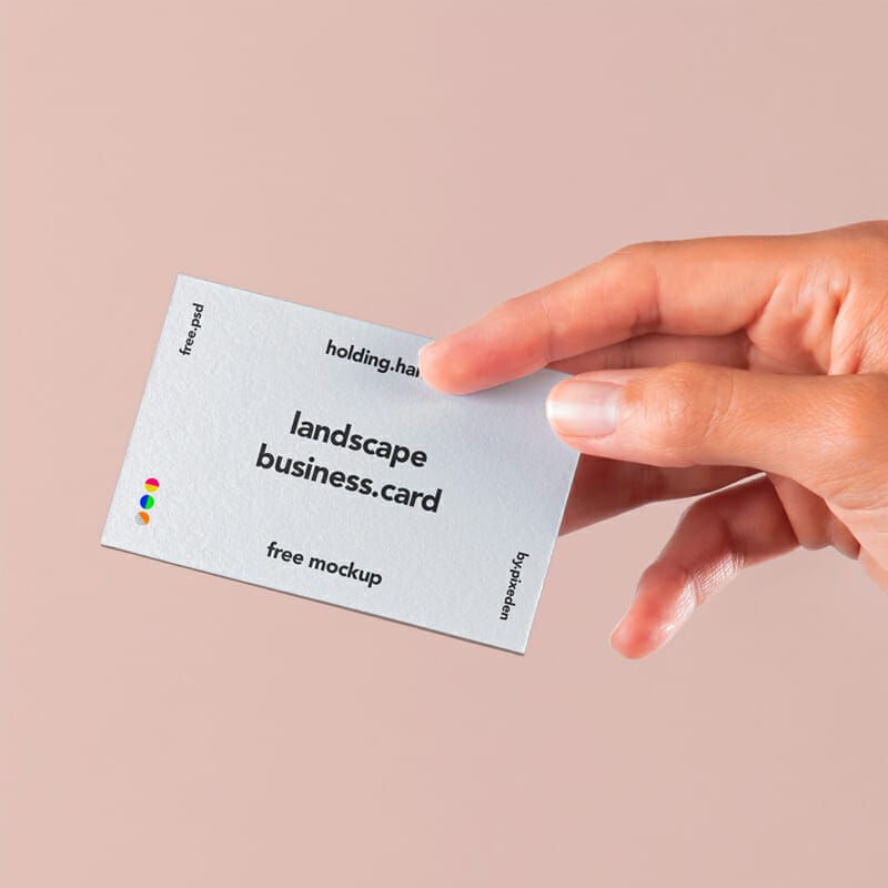 Hand Holding PSD Business Card Mockup