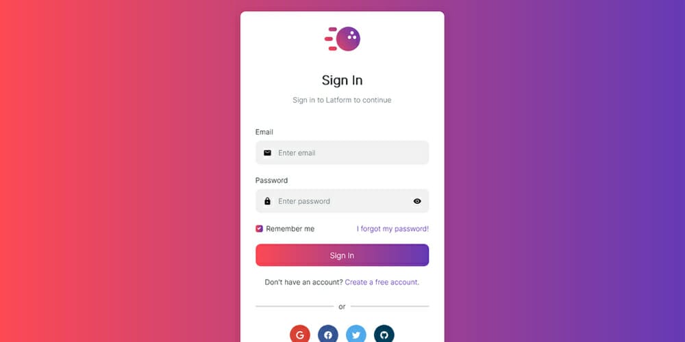 Free Bootstrap Form Templates 17 Latform Login and Register Form