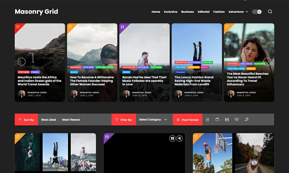25+ Best Free Masonry Grid Style WordPress Themes 2022 1 Masonry Grid