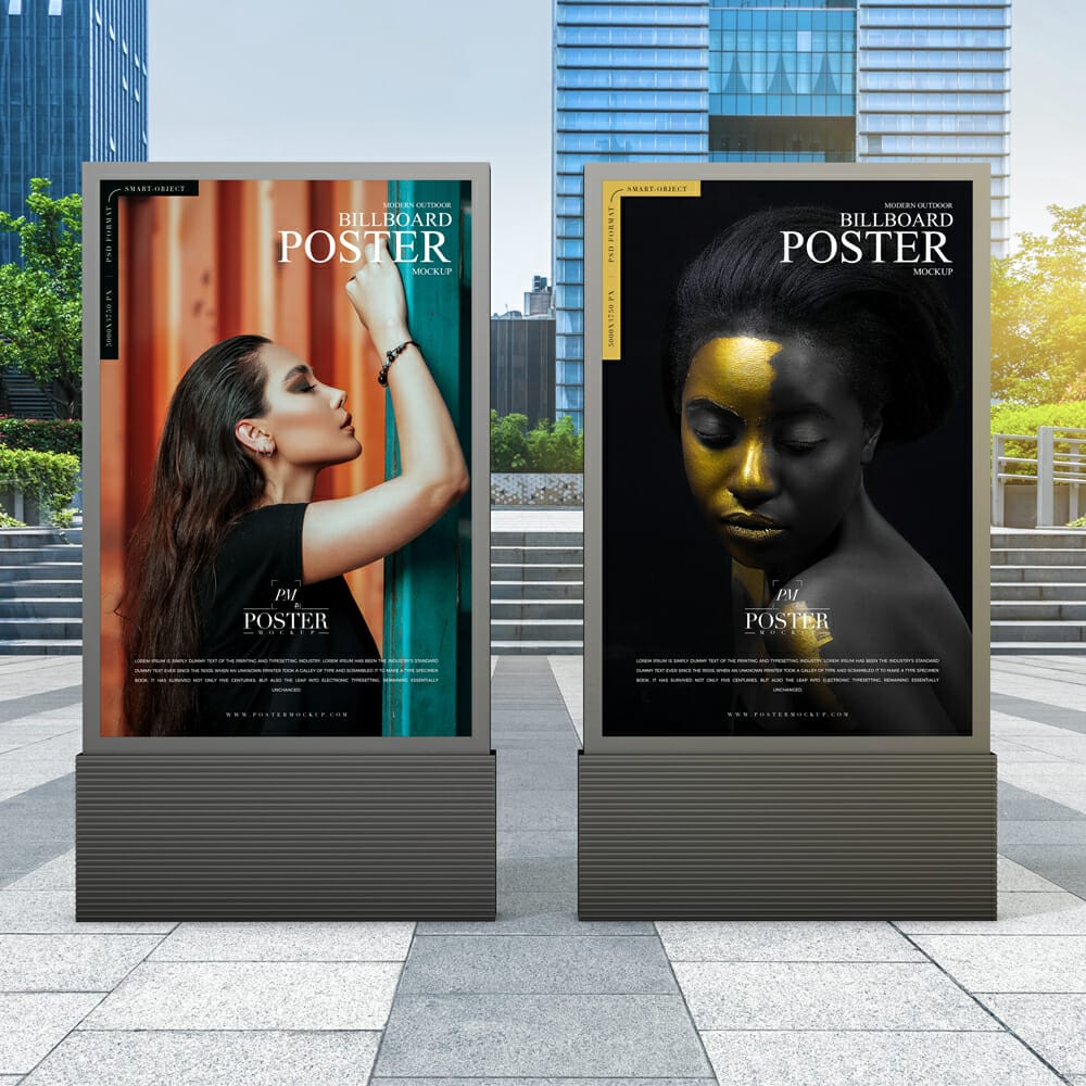 Modern Outdoor Billboard Poster Mockup For Advertisement
