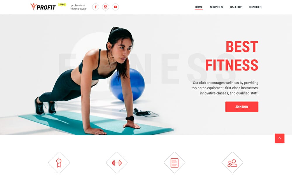 PROFIT - Fitness Free Modern HTML Landing Page Template