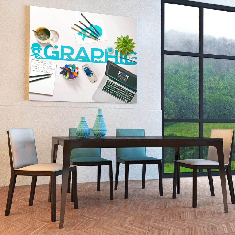 Photo Wall Room Free PSD Mockup