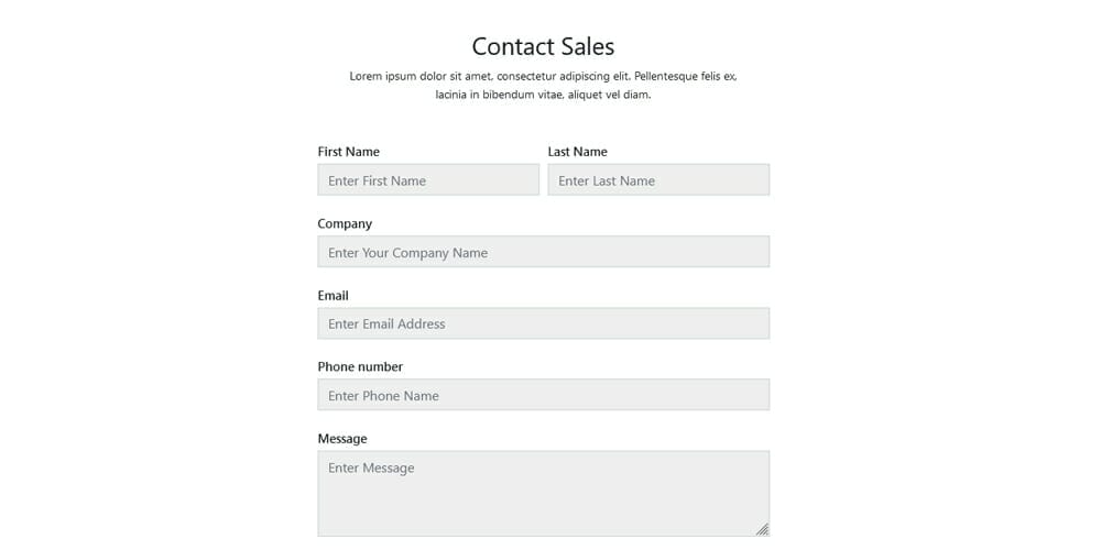 Sales Enquiry Form