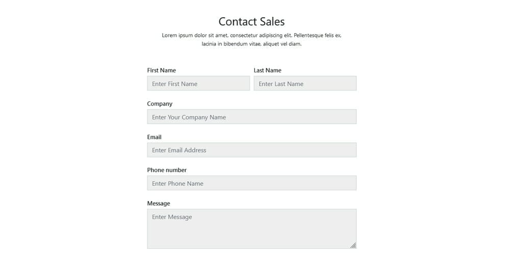 Free Bootstrap Form Templates 46 Sales Enquiry Form
