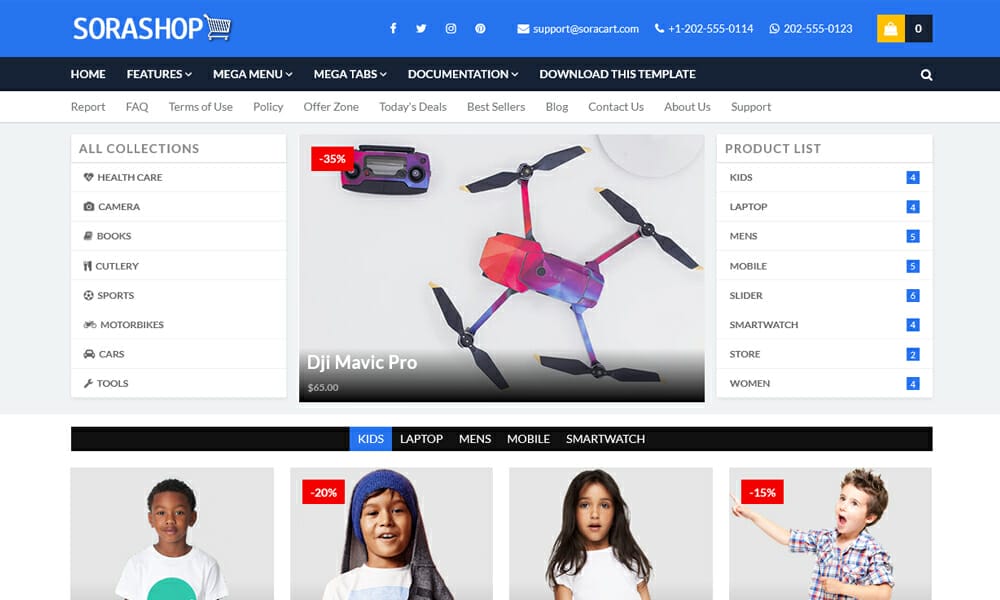 SoraShop - Free Responsive Ecommerce Blogger Template