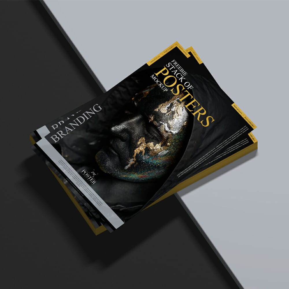 Stack of Posters Mockup For Branding