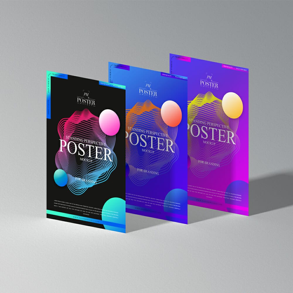 Standing Perspective Poster Mockup For Branding