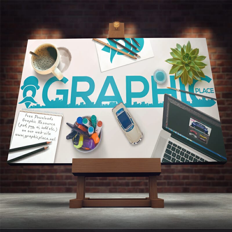 Studio Easel Free PSD Mockup