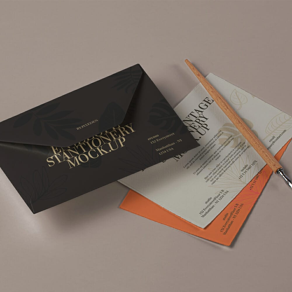 Vintage PSD Invitation Mockup Set