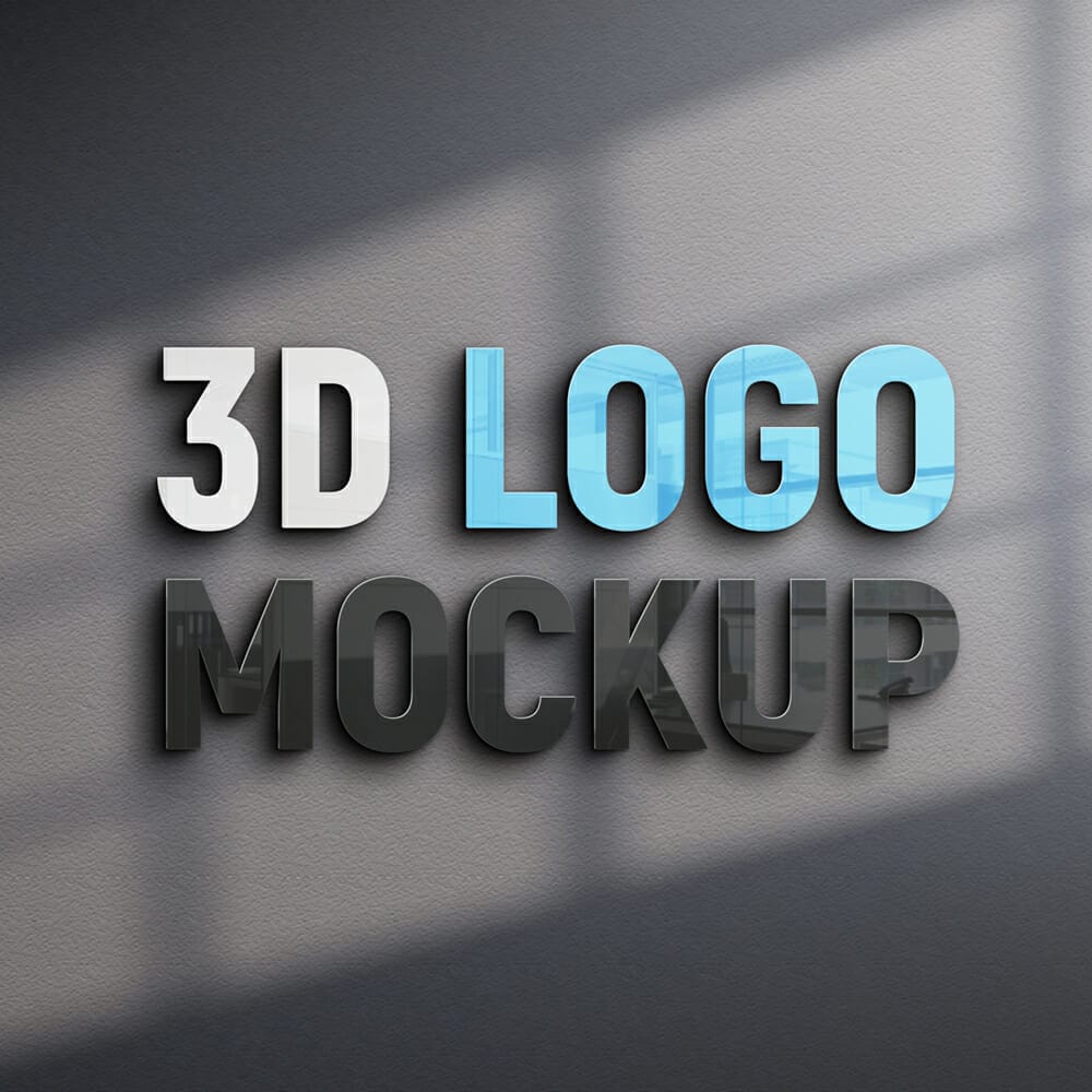 3D Logo Mockup Design PSD