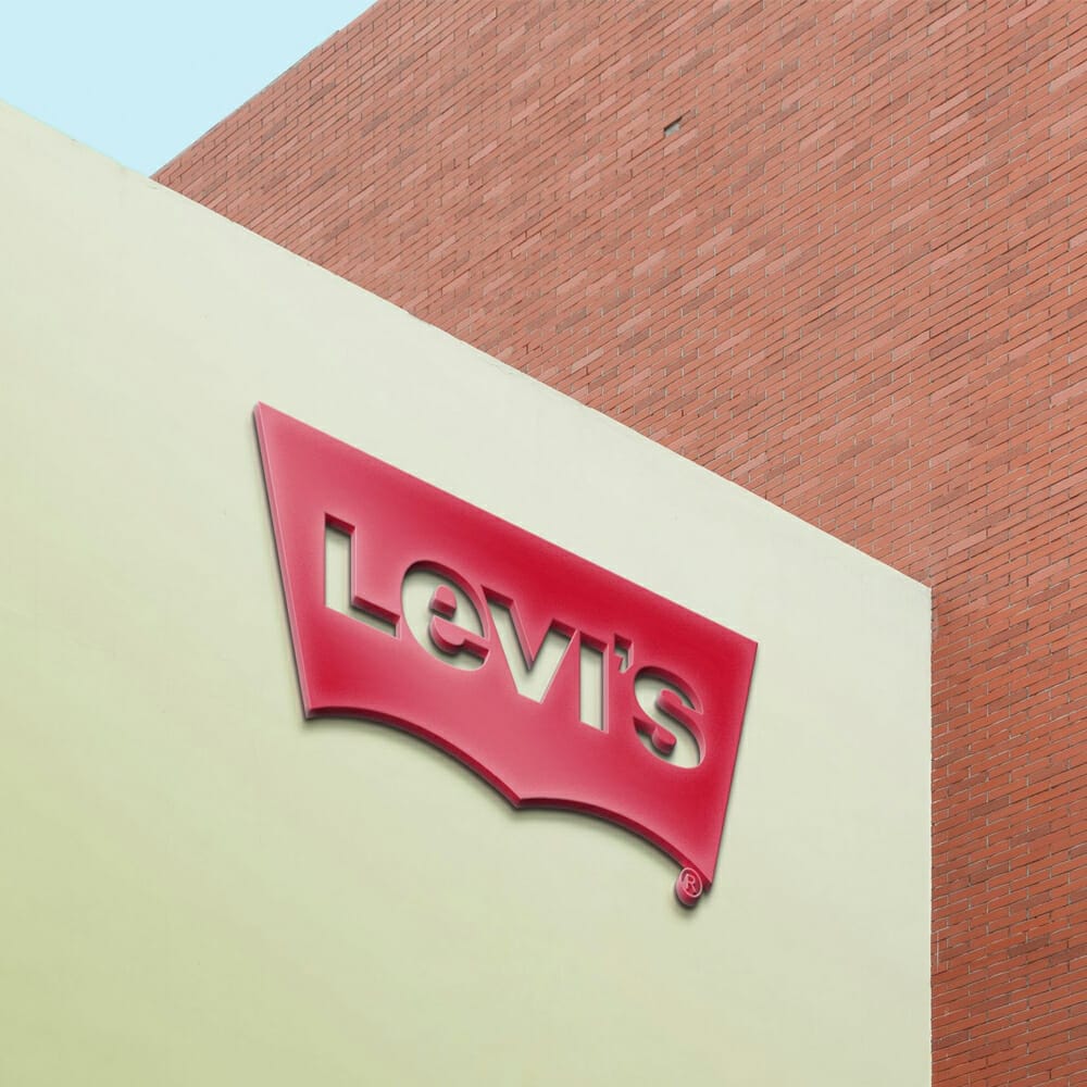 3D Modern Wall With Bricks Logo Mockup