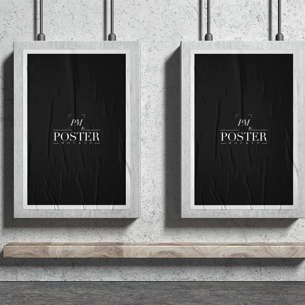 Advertising Display Glued Paper Posters Mockup