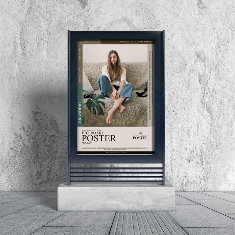 Advertising Stand Billboard Poster Mockup PSD