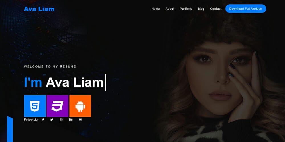Free Bootstrap Portfolio Templates 34 Ava Liam