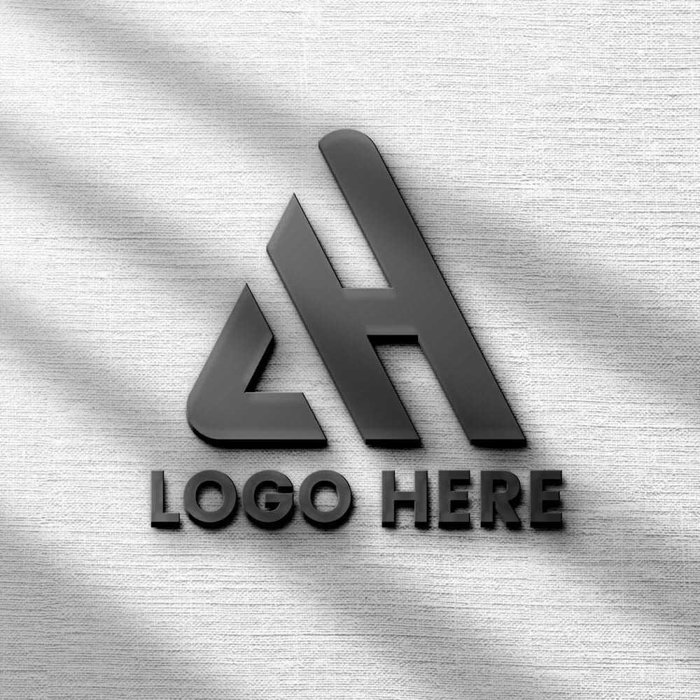 Black 3D Logo Mockup On Gray Wall