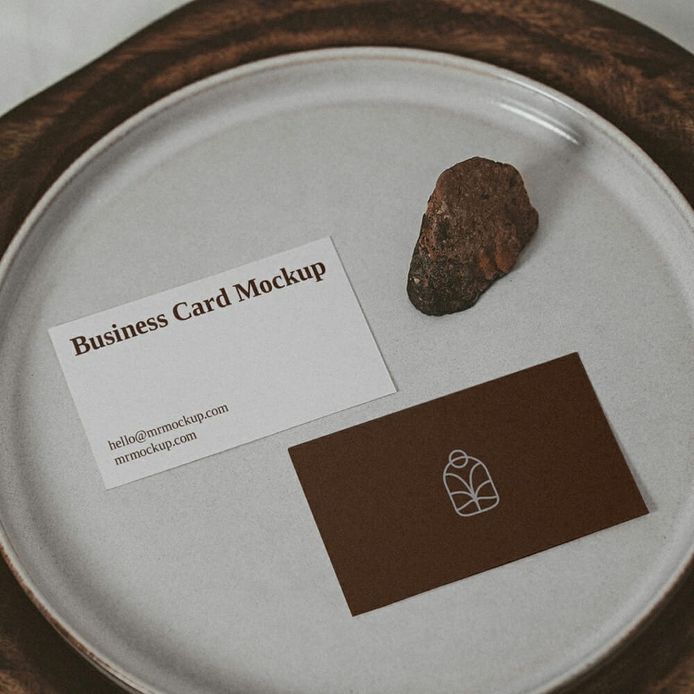 Business Card On Plate Mockup