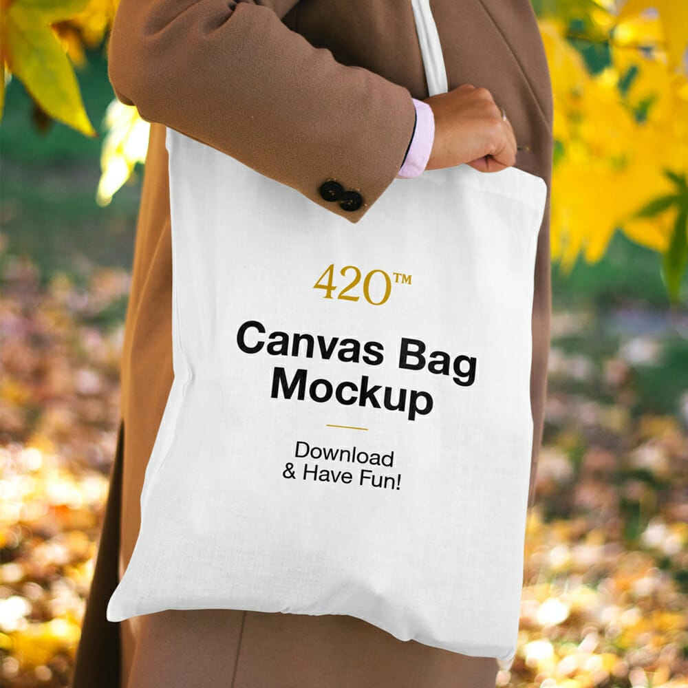 Canvas Bag With Women Mockup