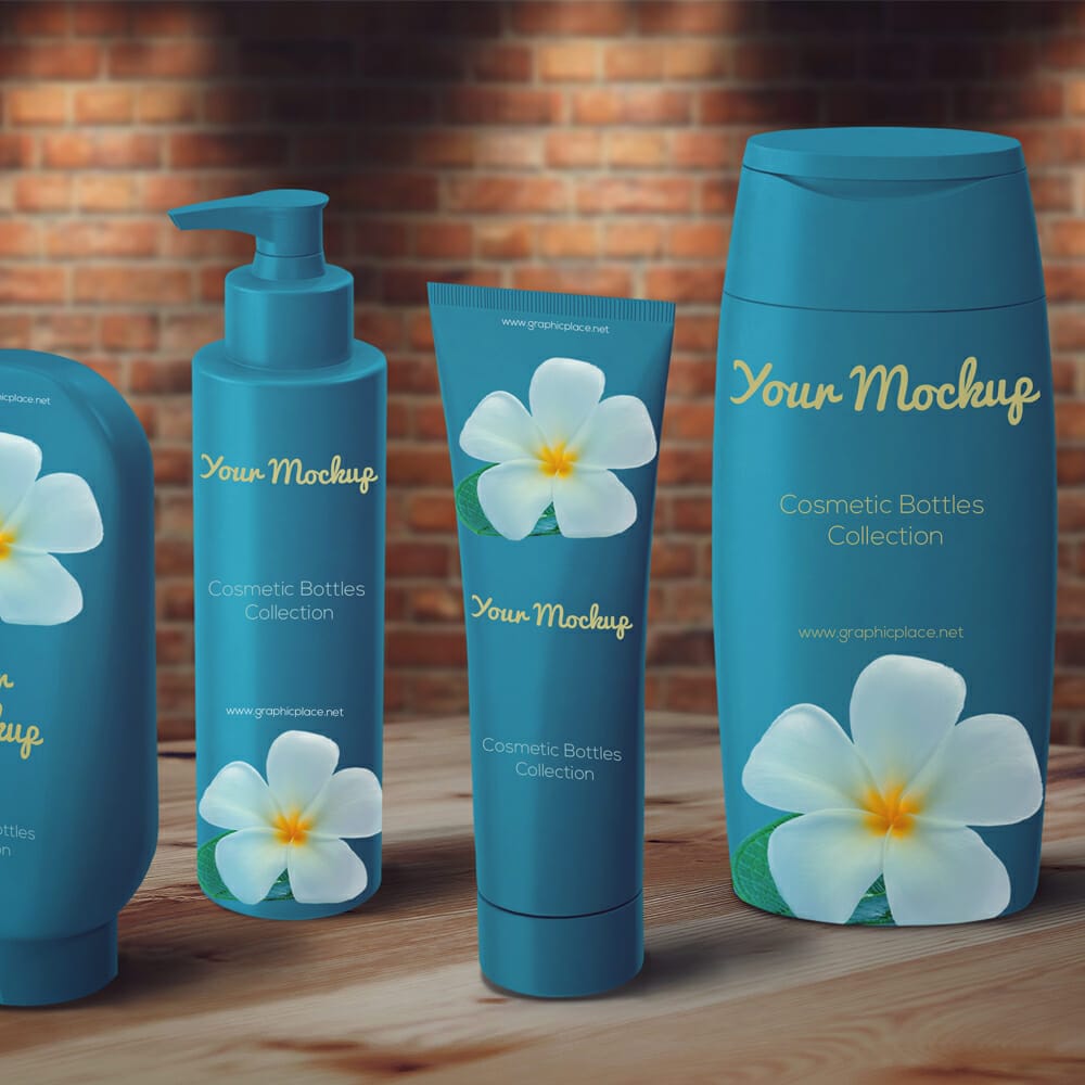 Cosmetic Bottles Free PSD Mockup