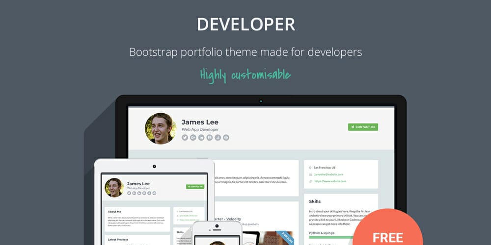 Free Bootstrap Portfolio Templates 4 Developer