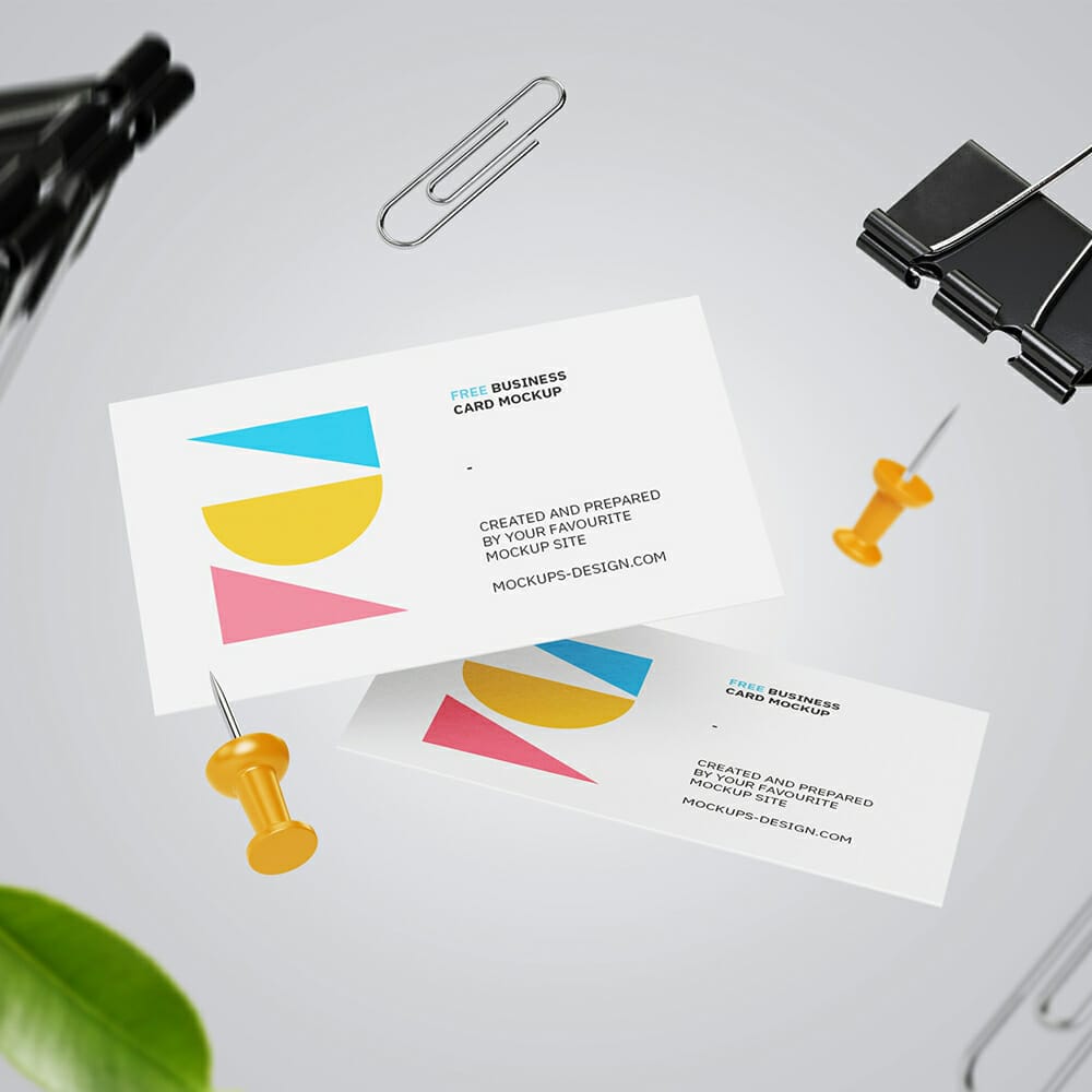 Falling Business Cards Mockup