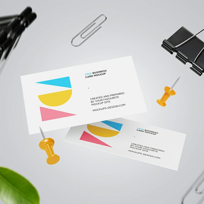 Falling Business Cards Mockup