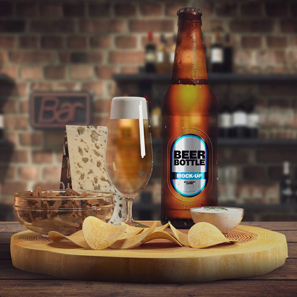 Free Beer Bottle PSD Mockup