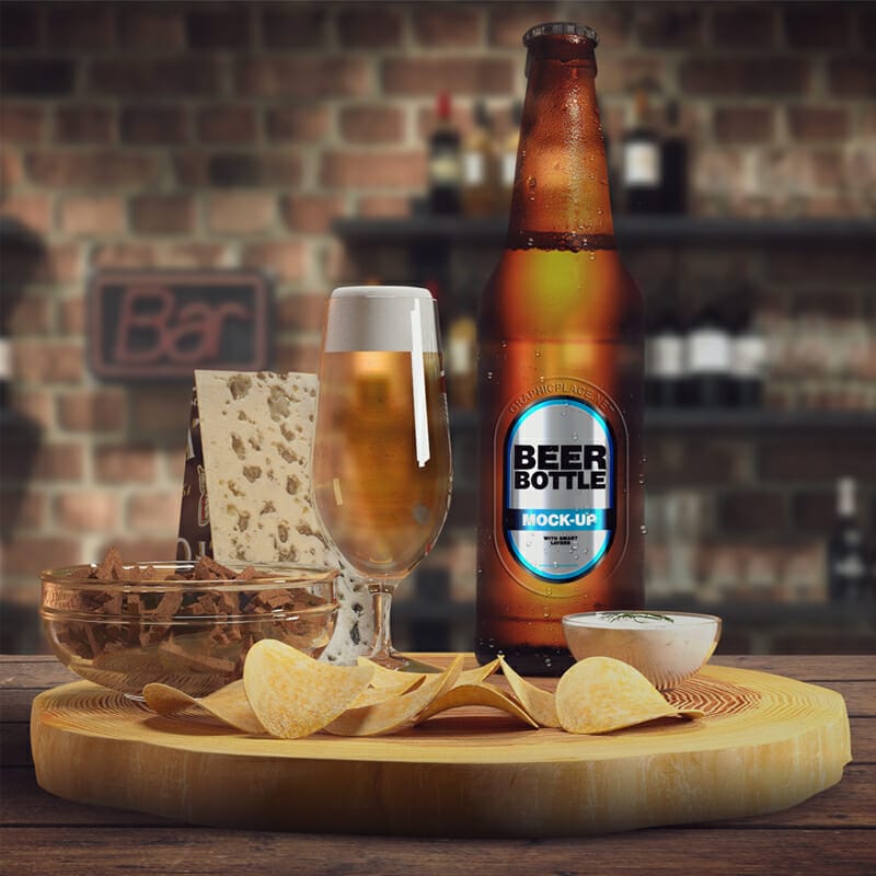 Free Beer Bottle PSD Mockup