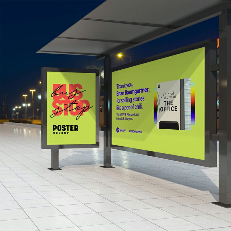 Free Bus Stop Poster Mockup PSD