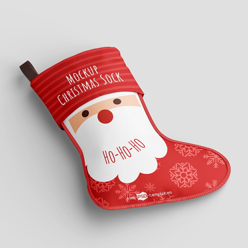 Free Christmas Sock Mockup