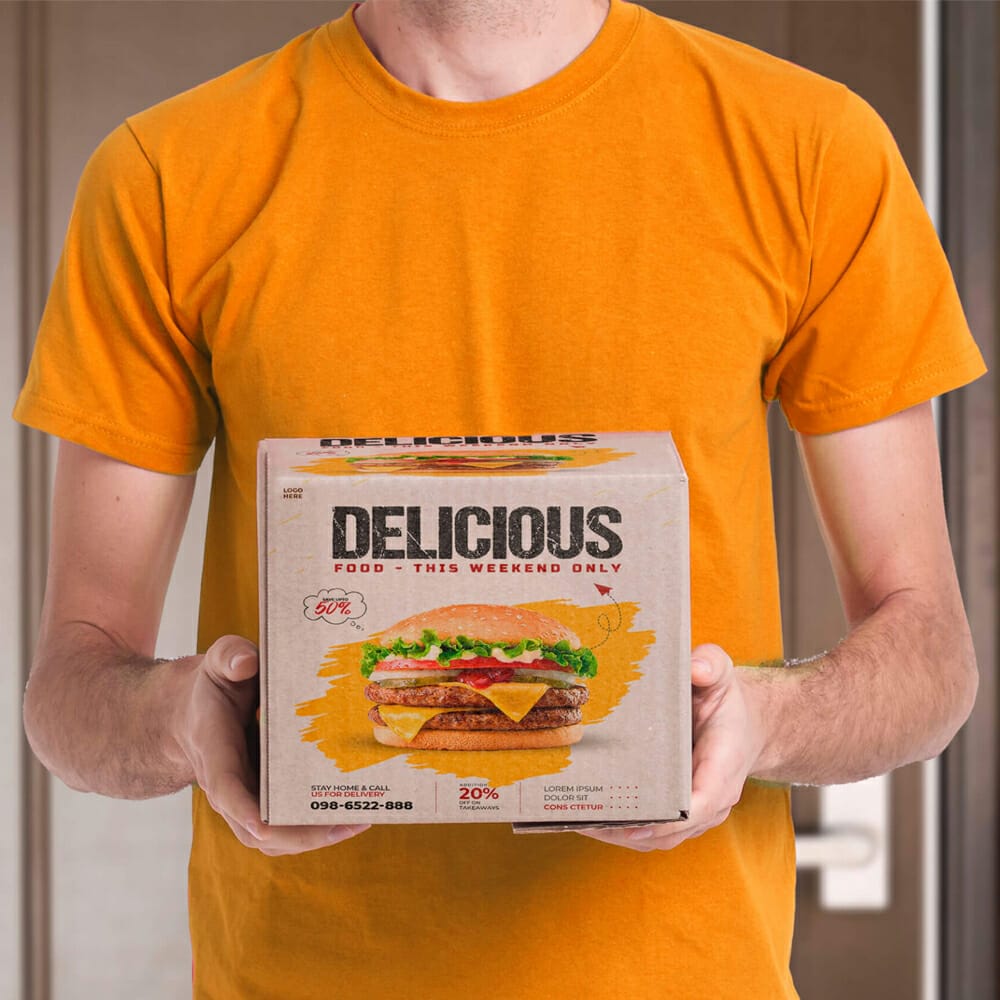 Free Food Delivery Box Mockup PSD Template