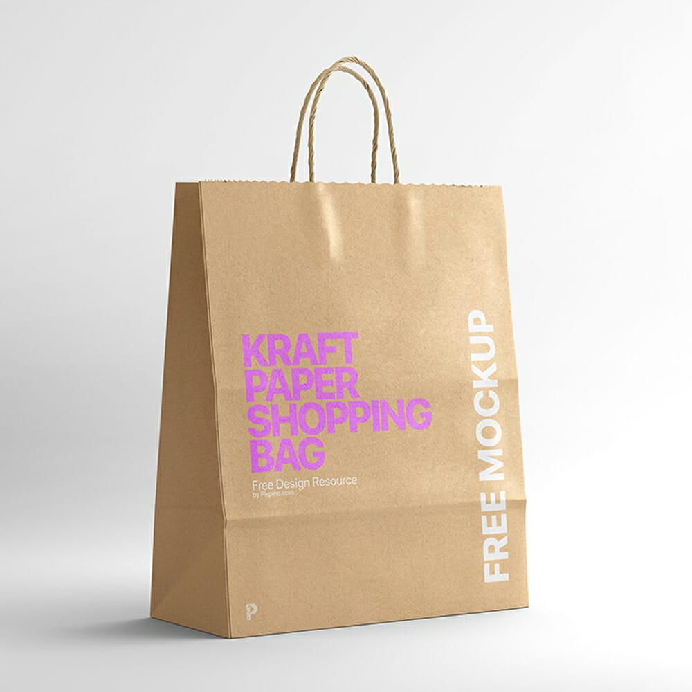 Free Kraft Paper Shopping Bag Mockup
