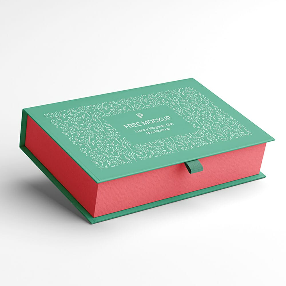 Free Luxury Magnetic Gift Box Mockup