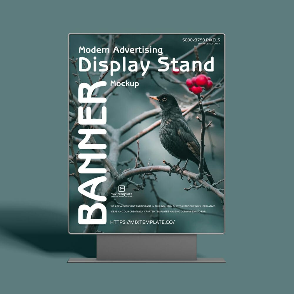 Free Modern Advertising Display Stand Banner Mockup Template