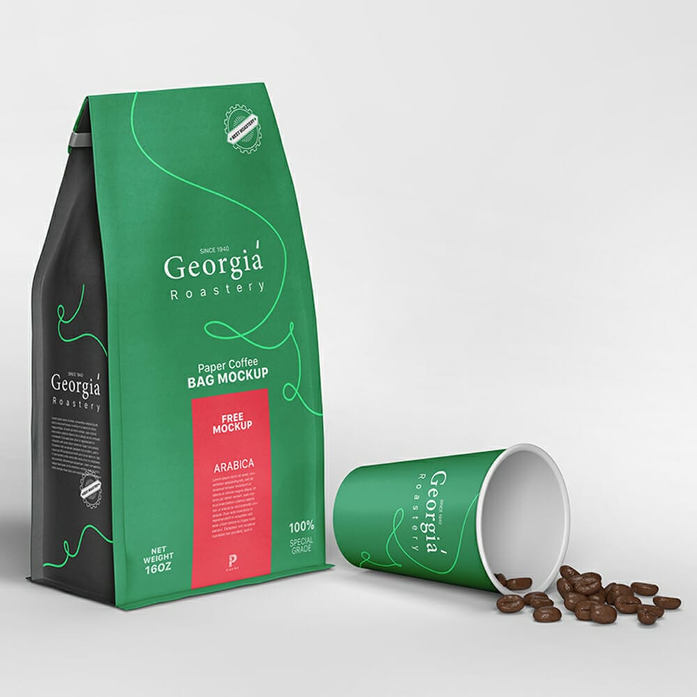 Free Paper Coffee Bag Mockup