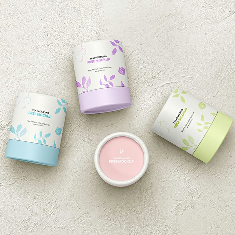 Free Paper Tube Tea Packaging Mockup